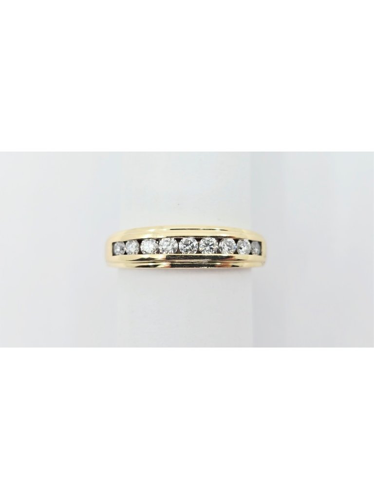 Unique 14k Karat Solid Yellow Gold Designer Single Row Diamond Wedding Band Ring